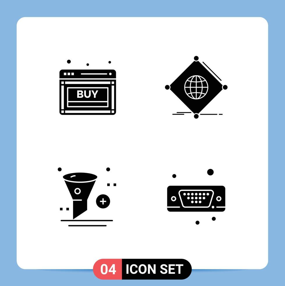 User Interface Pack of 4 Basic Solid Glyphs of buy global sale internet app Editable Vector Design Elements
