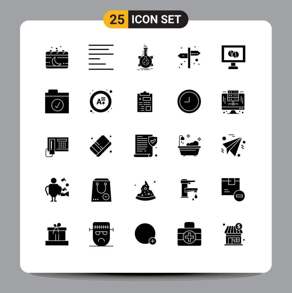 Stock Vector Icon Pack of 25 Line Signs and Symbols for medicine sign research navigation development Editable Vector Design Elements