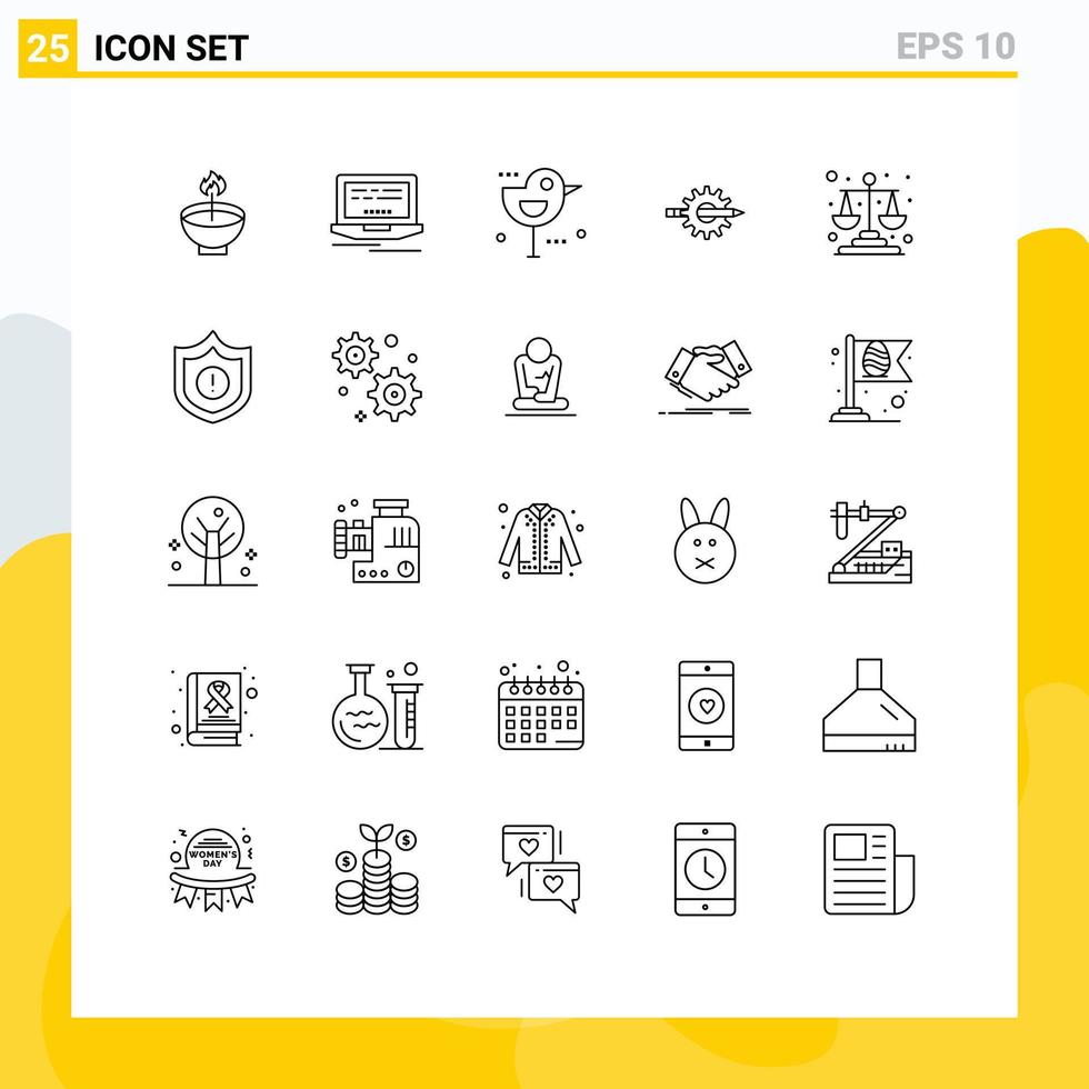 móvil interfaz línea conjunto de 25 pictogramas de desarrollo escritura web contenido gorrión editable vector diseño elementos