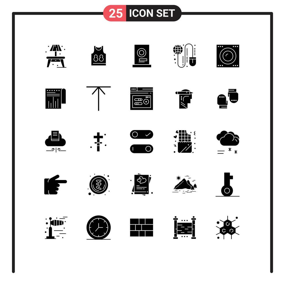 Modern Set of 25 Solid Glyphs and symbols such as gadgets worldwide dryer mouse globe Editable Vector Design Elements