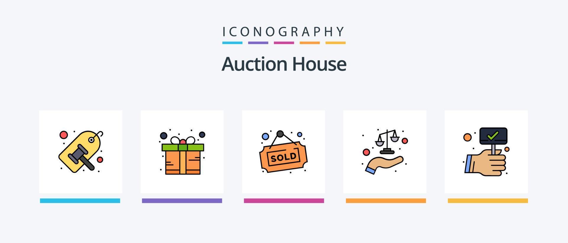 Auction Line Filled 5 Icon Pack Including board. padlock. gift. lock. justice. Creative Icons Design vector