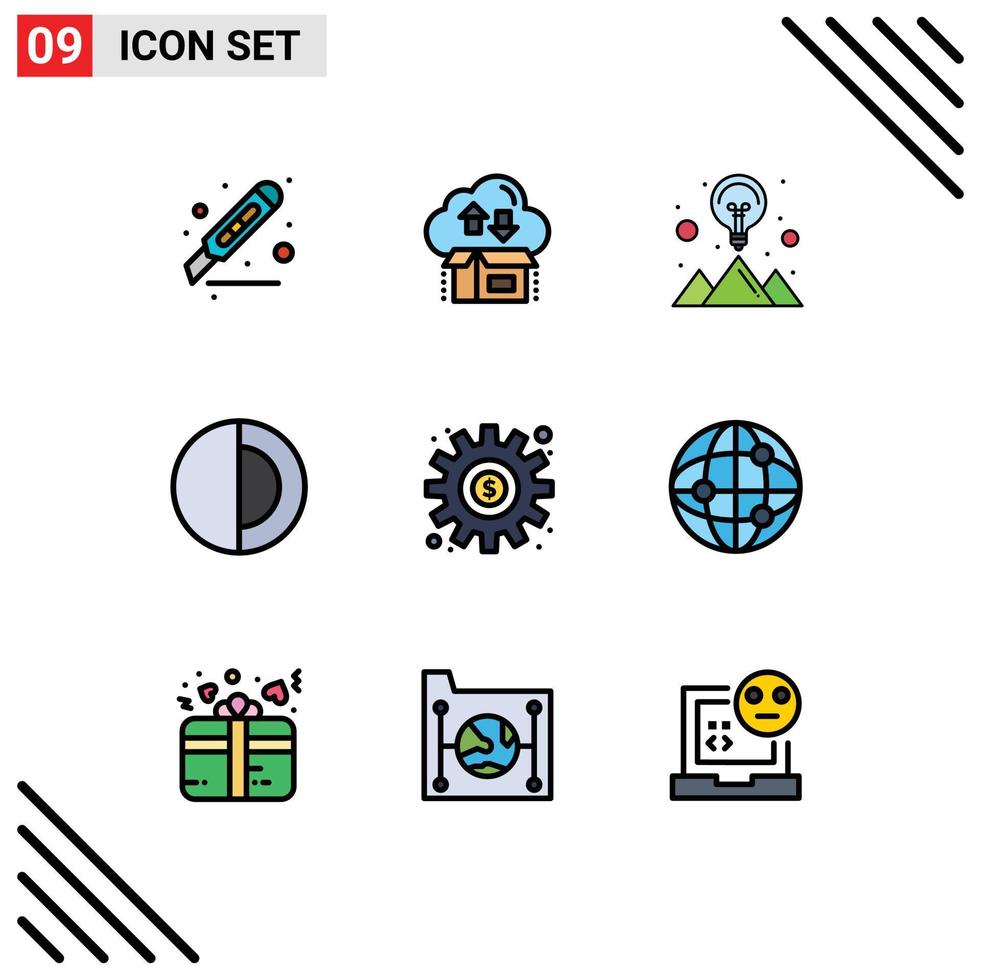 Stock Vector Icon Pack of 9 Line Signs and Symbols for sun space package science mountain Editable Vector Design Elements