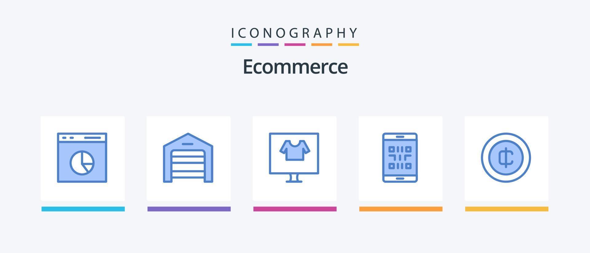 Ecommerce Blue 5 Icon Pack Including qr. mobile. warehouse. code. ecommerce. Creative Icons Design vector