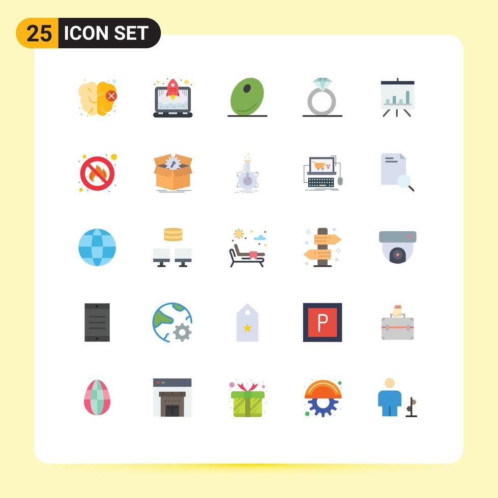 Modern Set of 25 Flat Colors and symbols such as no fighter vegetable presentation analytics Editable Vector Design Elements