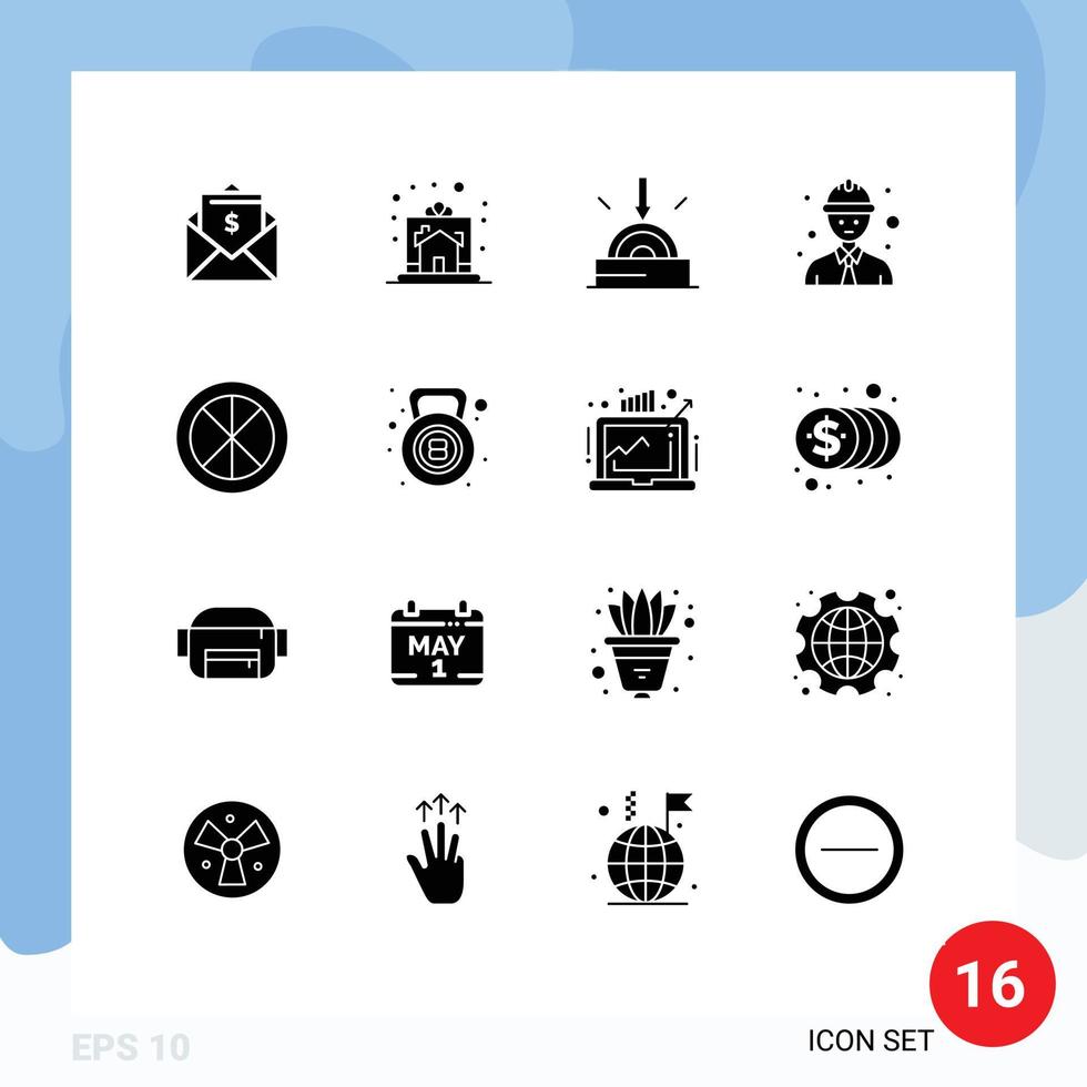 paquete de dieciséis moderno sólido glifos señales y símbolos para web impresión medios de comunicación tal como puerta trabajador casa la seguridad trabajador tecnología editable vector diseño elementos