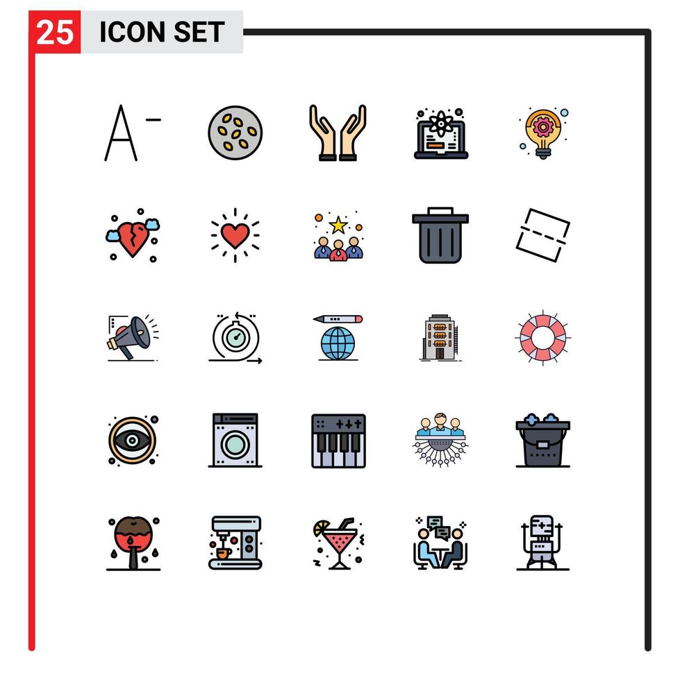 Modern Set of 25 Filled line Flat Colors Pictograph of break strategy hands plan science Editable Vector Design Elements