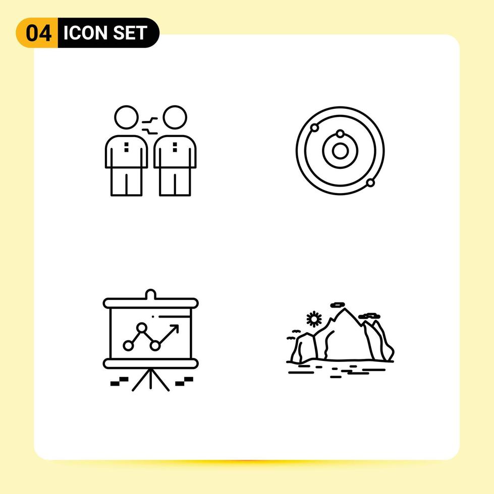 4 User Interface Line Pack of modern Signs and Symbols of partnership education cooperation partners chart Editable Vector Design Elements