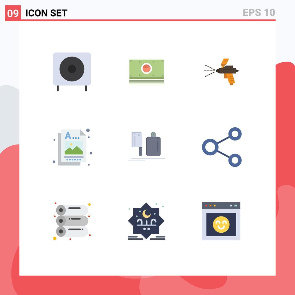 Modern Set of 9 Flat Colors Pictograph of chopper idea dollar graphic construction Editable Vector Design Elements