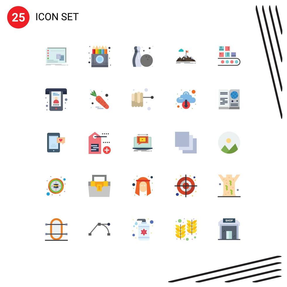 25 Thematic Vector Flat Colors and Editable Symbols of mission business drawing aim hobby Editable Vector Design Elements