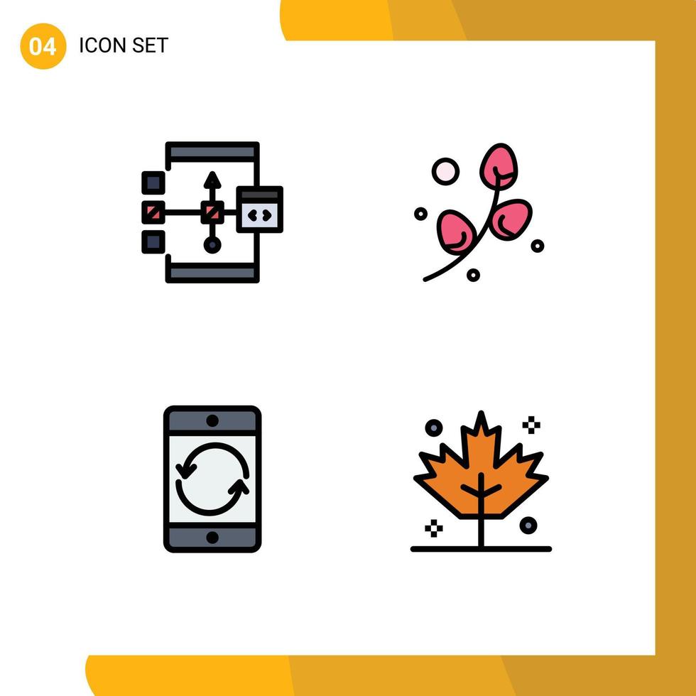 Modern Set of 4 Filledline Flat Colors and symbols such as app arrow development egg device Editable Vector Design Elements