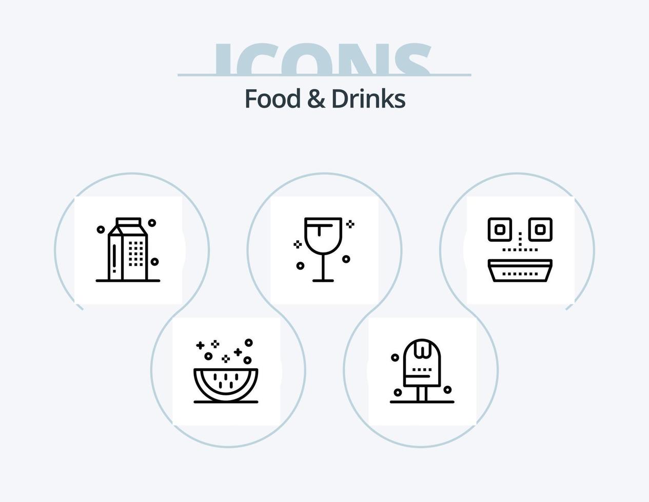 comida y bebidas línea icono paquete 5 5 icono diseño. taza. comida. comiendo. alimento. bebida vector