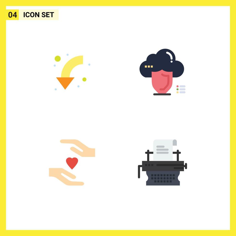 User Interface Pack of 4 Basic Flat Icons of arrow protection left secure hands Editable Vector Design Elements