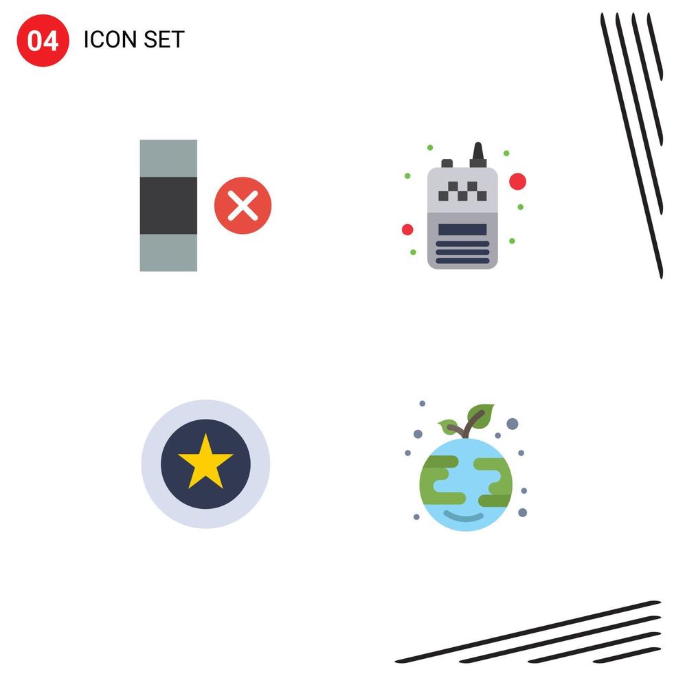 4 Universal Flat Icons Set for Web and Mobile Applications cell favorite phone wireless eco Editable Vector Design Elements