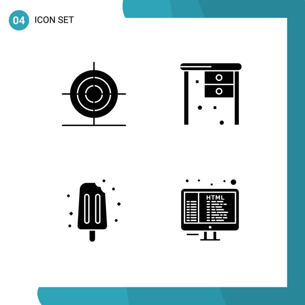 4 Creative Icons Modern Signs and Symbols of design ice cream shape office desk sweet Editable Vector Design Elements