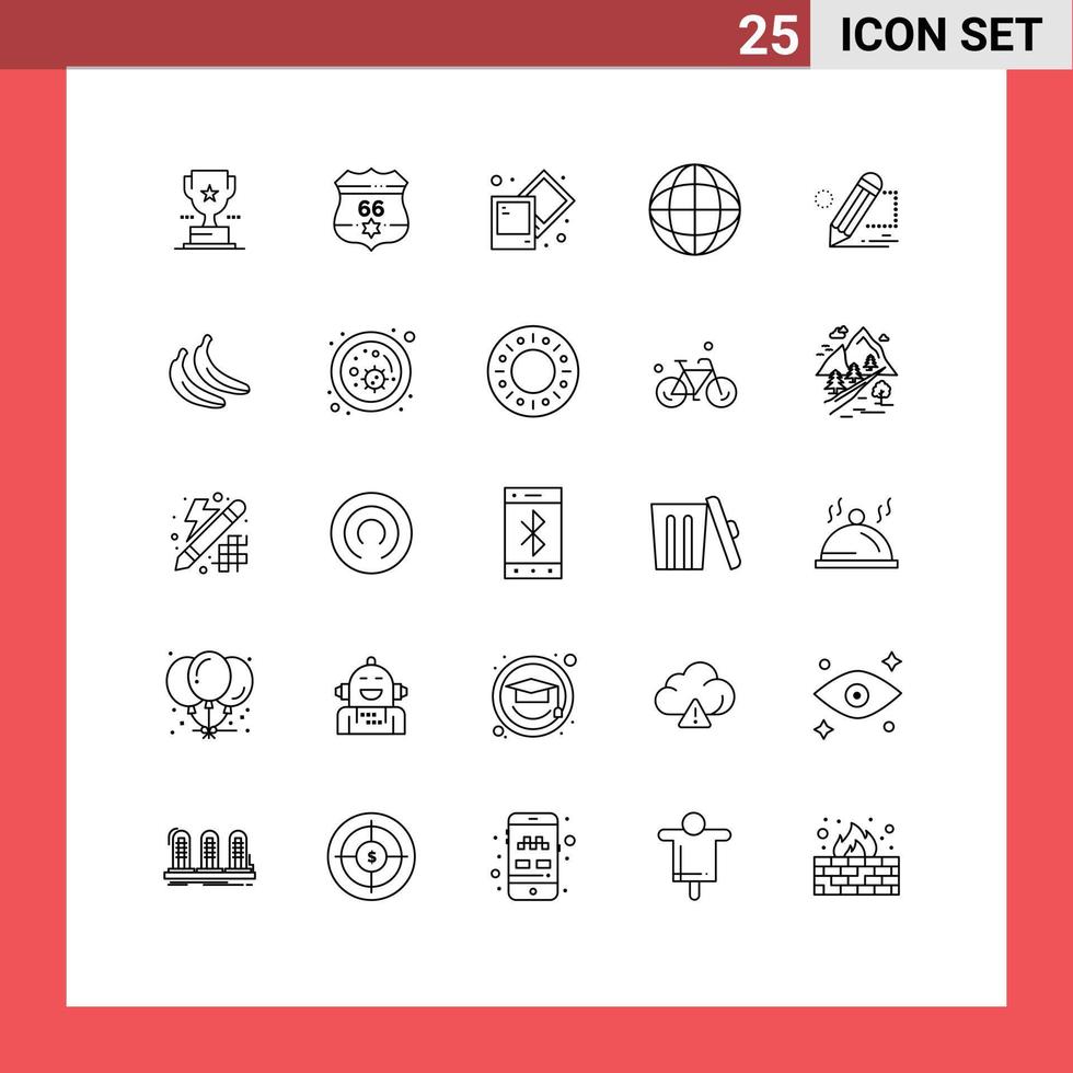 25 Creative Icons Modern Signs and Symbols of painting pencil creative wreath badge Editable Vector Design Elements