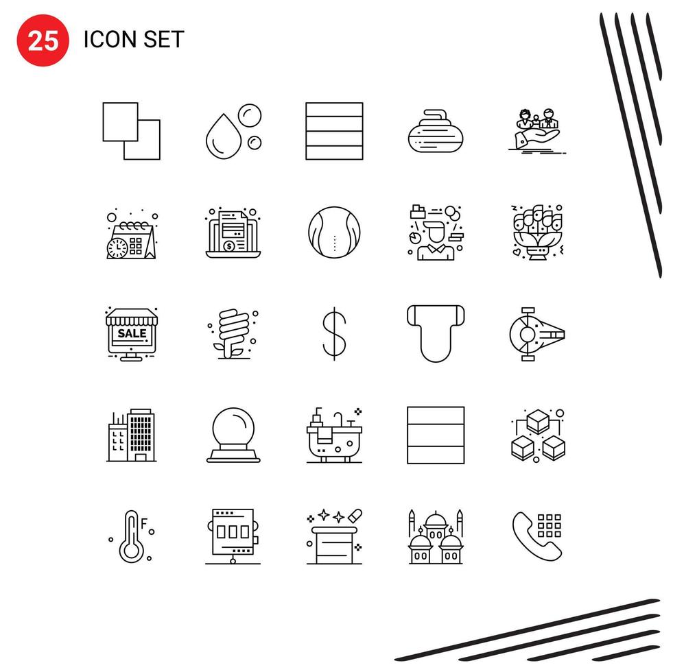 Group of 25 Modern Lines Set for life health grid insurance equipment Editable Vector Design Elements