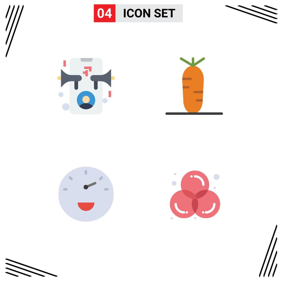 Modern Set of 4 Flat Icons Pictograph of ad speed online vegetables circle Editable Vector Design Elements