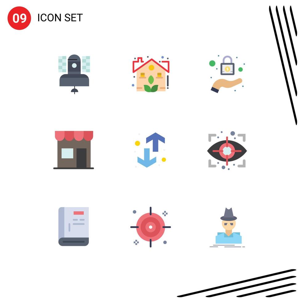 Stock Vector Icon Pack of 9 Line Signs and Symbols for direction retail real marketplace building Editable Vector Design Elements