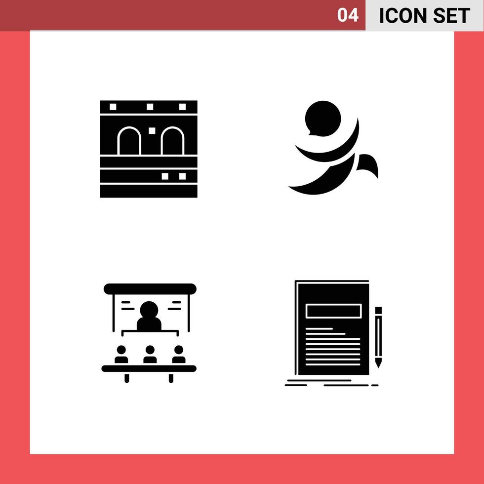 4 Universal Solid Glyph Signs Symbols of door office golos crypto currency projector Editable Vector Design Elements