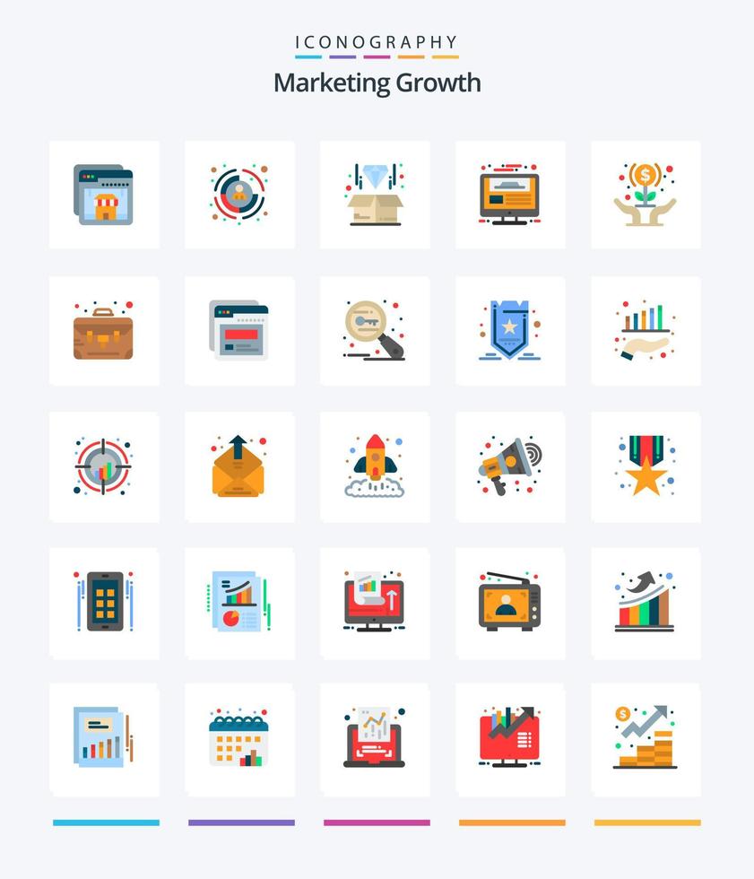 Creative Marketing Growth 25 Flat icon pack  Such As expand. website design. box. website. monitor vector