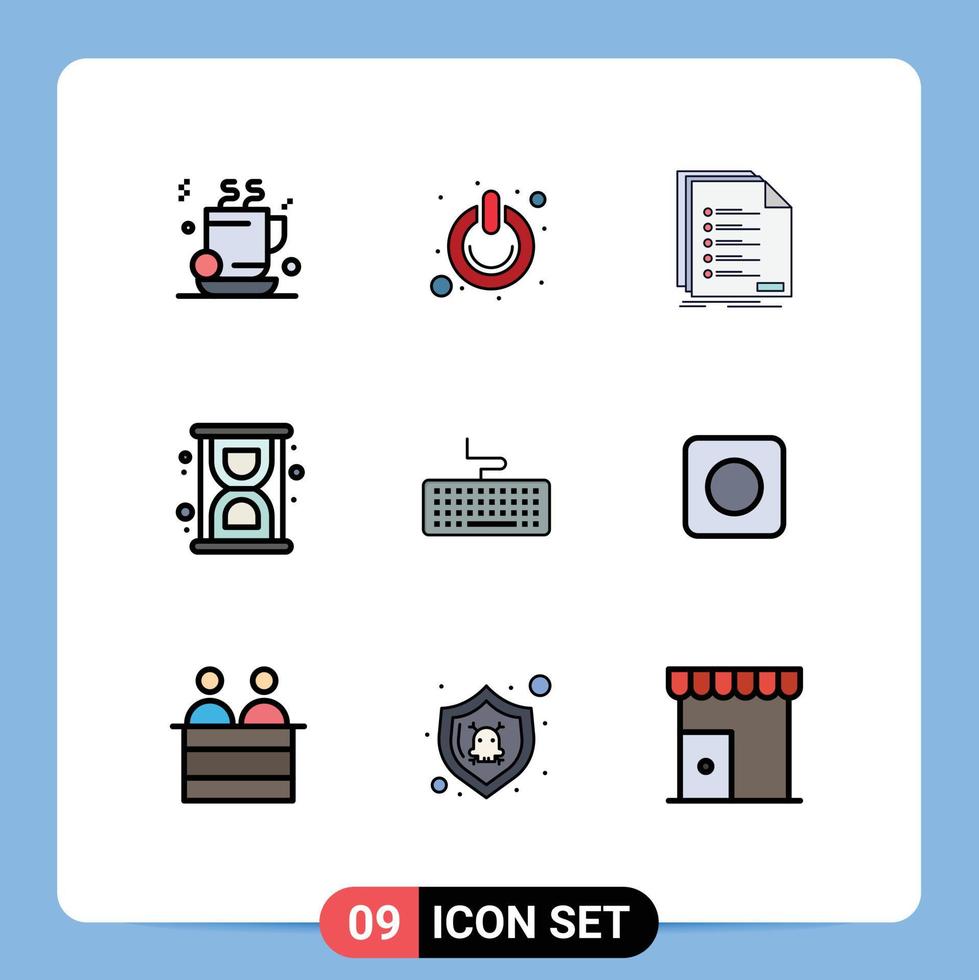Universal Icon Symbols Group of 9 Modern Filledline Flat Colors of key loading switch hourglass listing Editable Vector Design Elements
