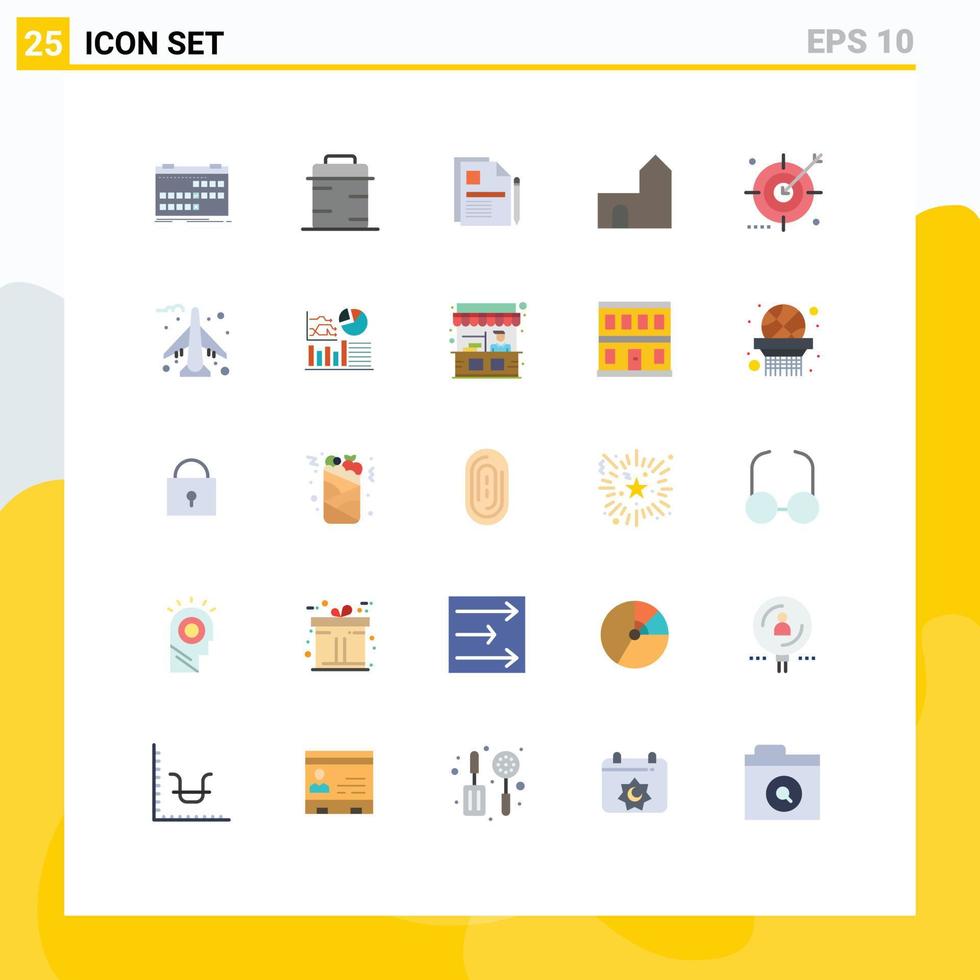 Universal Icon Symbols Group of 25 Modern Flat Colors of fortress castle building giving castle legal document Editable Vector Design Elements