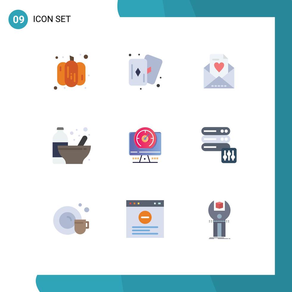 9 Flat Color concept for Websites Mobile and Apps location computer mom compass nutrition Editable Vector Design Elements