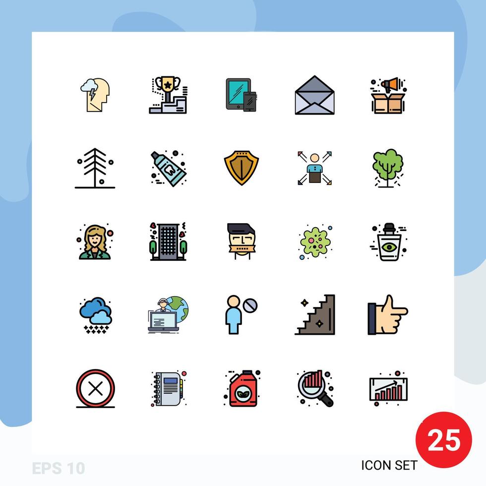25 Creative Icons Modern Signs and Symbols of management mail prize message tablet Editable Vector Design Elements