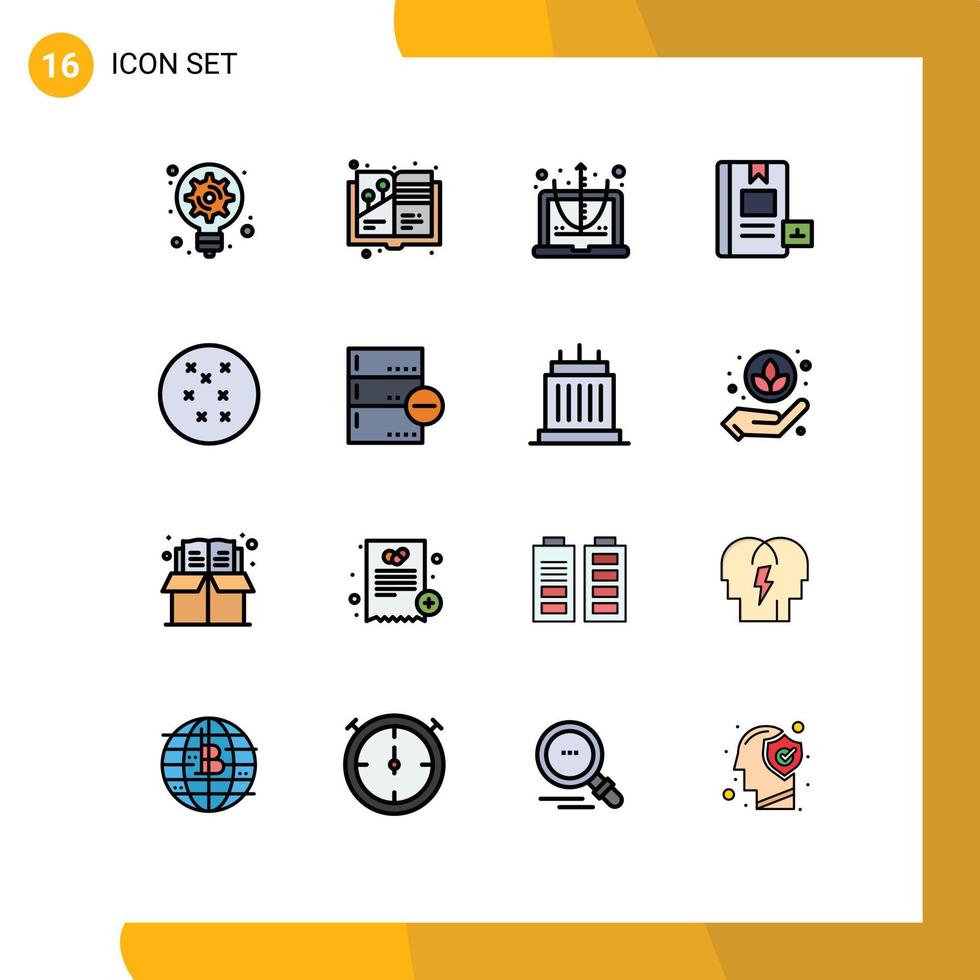 16 Thematic Vector Flat Color Filled Lines and Editable Symbols of cross stitch knowledge calculate education book Editable Creative Vector Design Elements