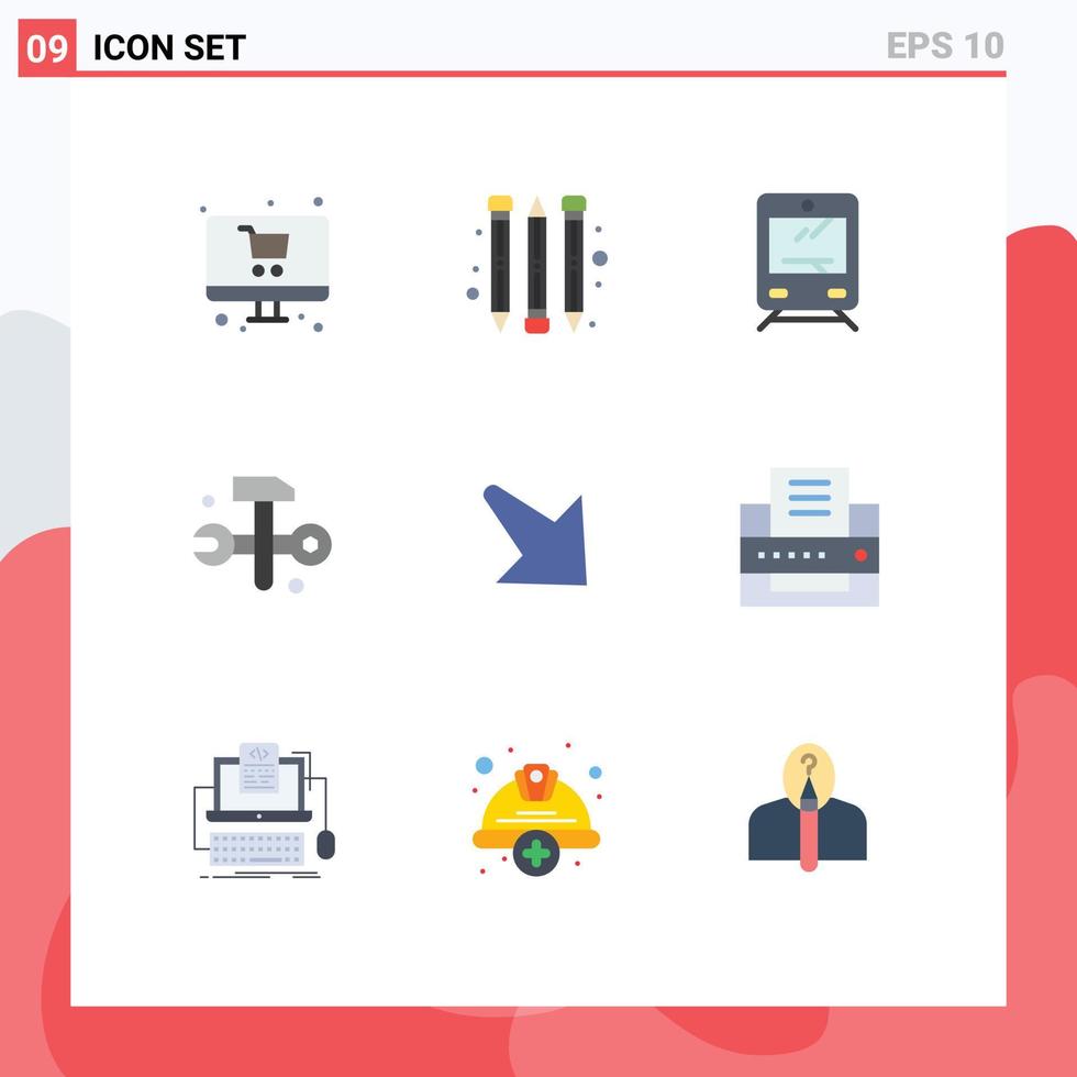 9 Creative Icons Modern Signs and Symbols of printer down transportation arrow hammer Editable Vector Design Elements