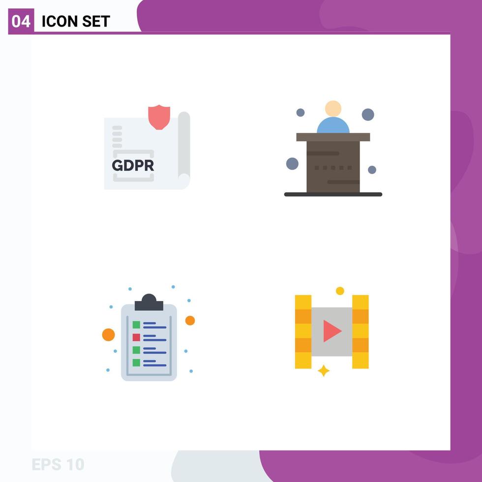 Set of 4 Modern UI Icons Symbols Signs for document check list page marketing list Editable Vector Design Elements