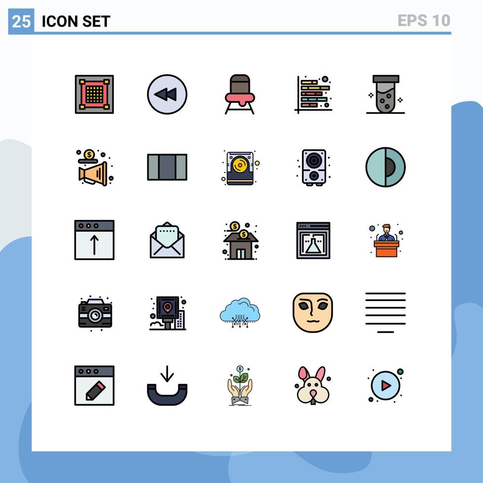 User Interface Pack of 25 Basic Filled line Flat Colors of lab report baby financial chart Editable Vector Design Elements