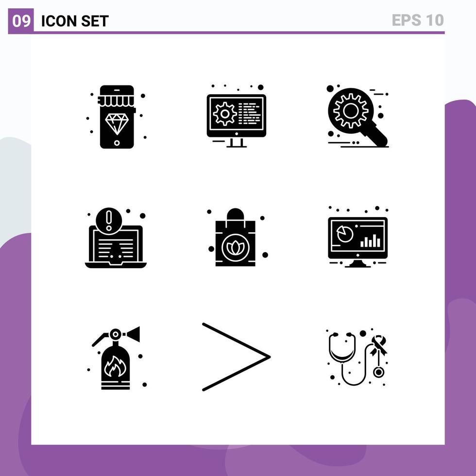 9 Creative Icons Modern Signs and Symbols of analytic ladies development handbag laptop Editable Vector Design Elements