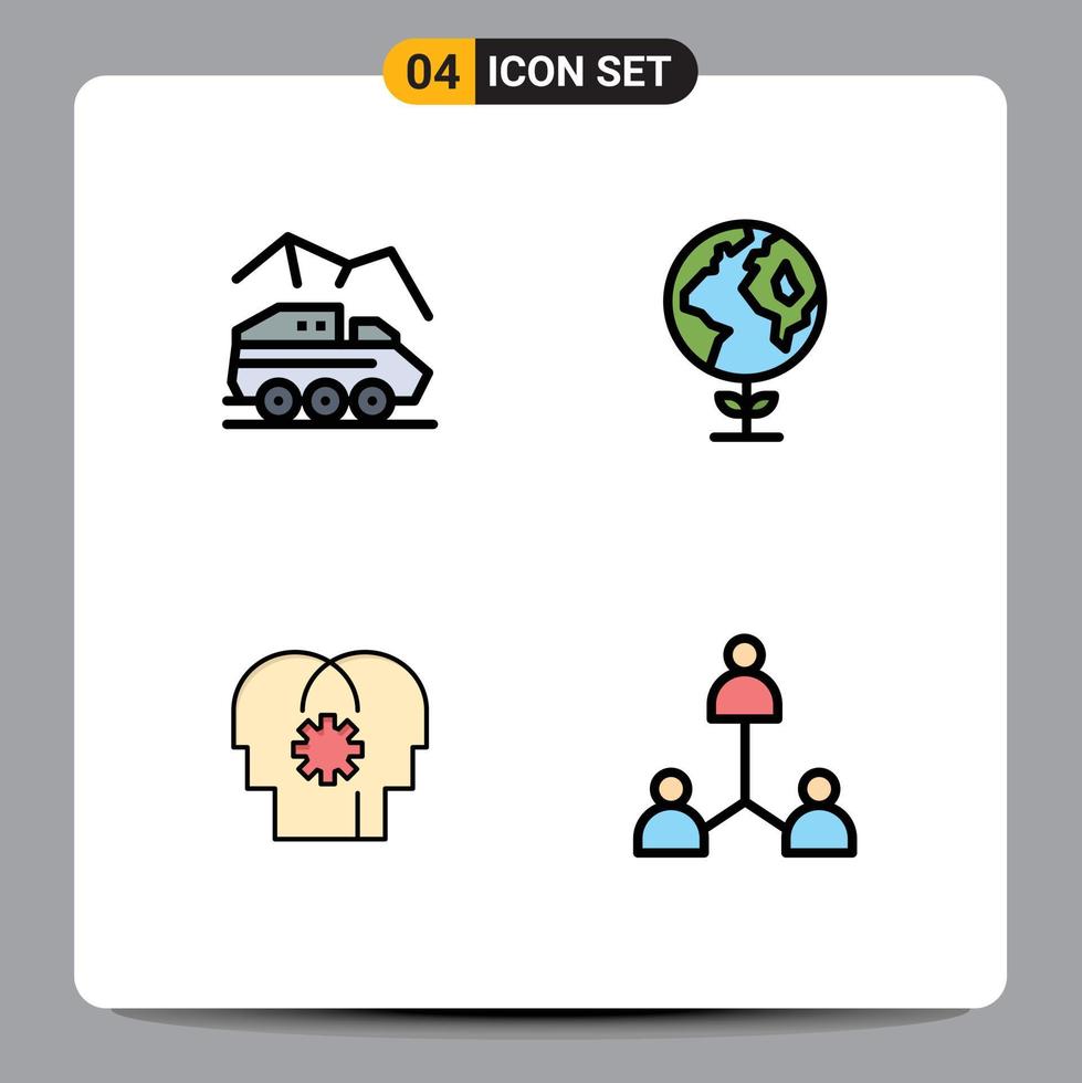 Modern Set of 4 Filledline Flat Colors Pictograph of exploration control surface ecology setting Editable Vector Design Elements
