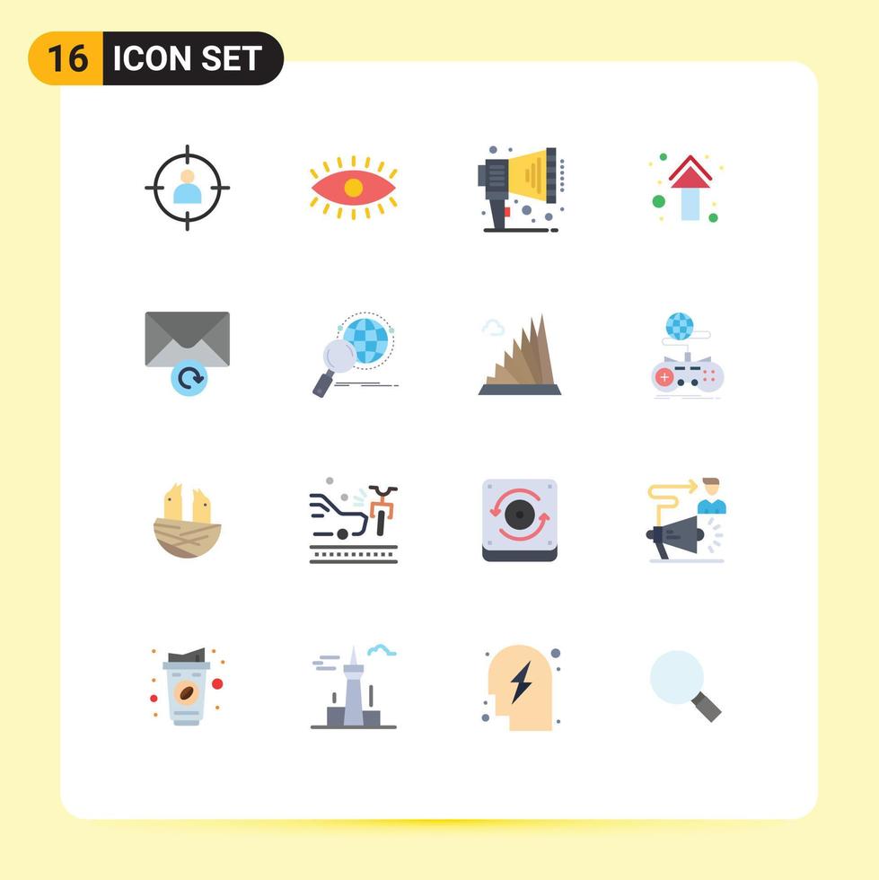 Set of 16 Modern UI Icons Symbols Signs for mail direction design up arrow Editable Pack of Creative Vector Design Elements