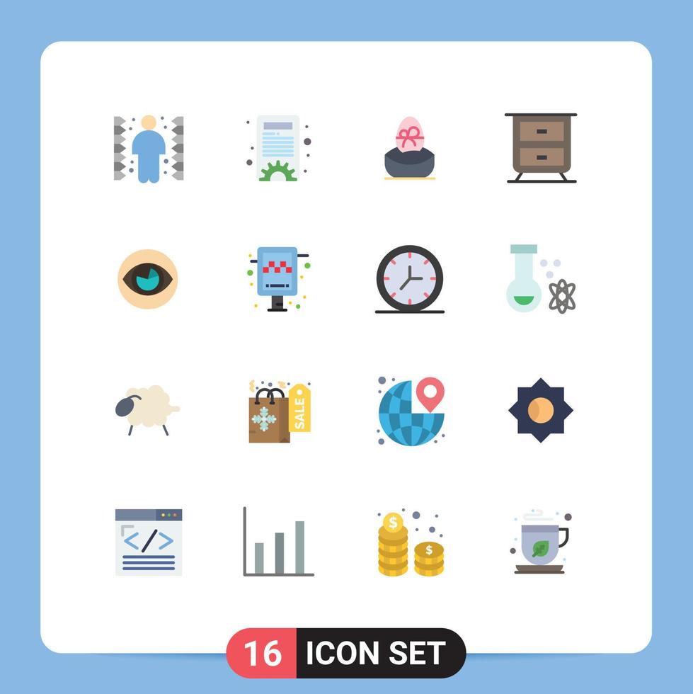 Stock Vector Icon Pack of 16 Line Signs and Symbols for reality eye boiled vision drawer Editable Pack of Creative Vector Design Elements