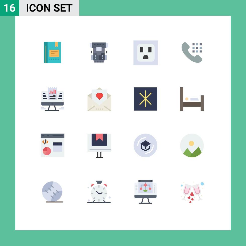 Universal Icon Symbols Group of 16 Modern Flat Colors of keys dial chamber call electric Editable Pack of Creative Vector Design Elements