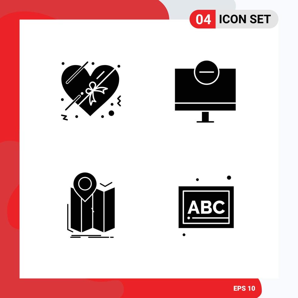Set of 4 Commercial Solid Glyphs pack for chocolate location computers hardware navigation Editable Vector Design Elements