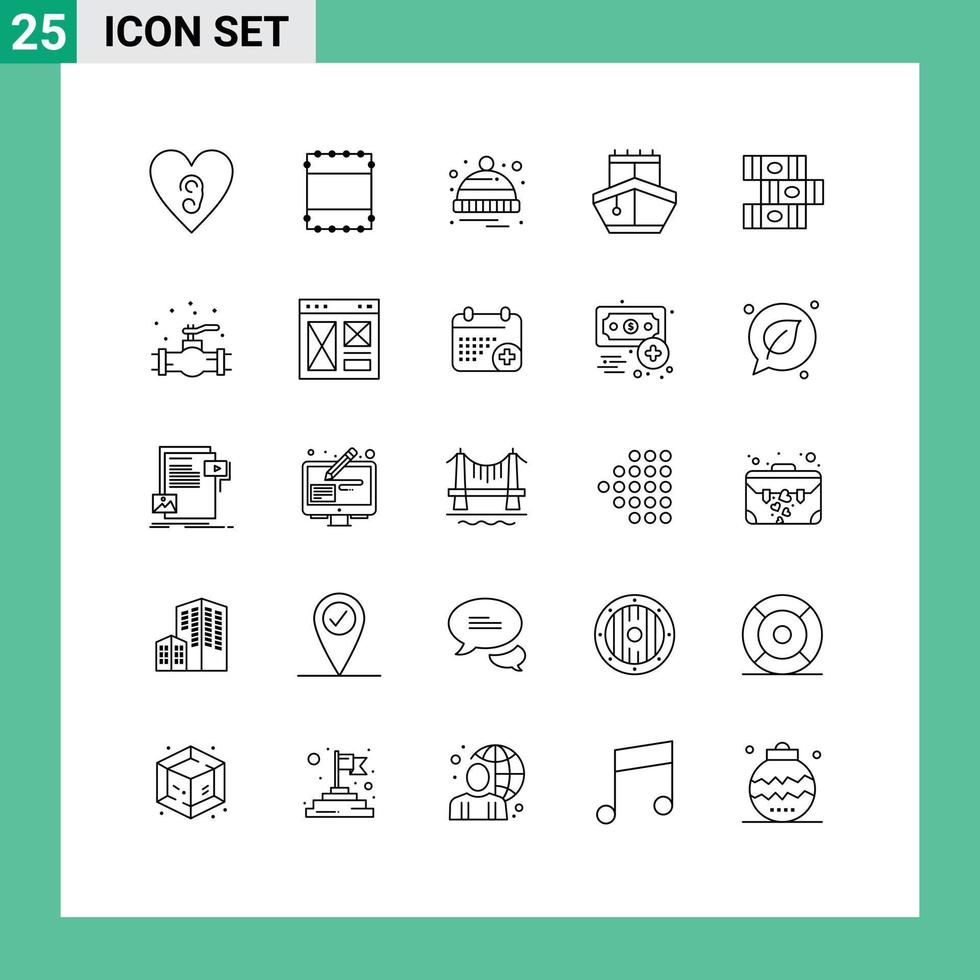 Set of 25 Modern UI Icons Symbols Signs for plumber library sale education vehicles Editable Vector Design Elements