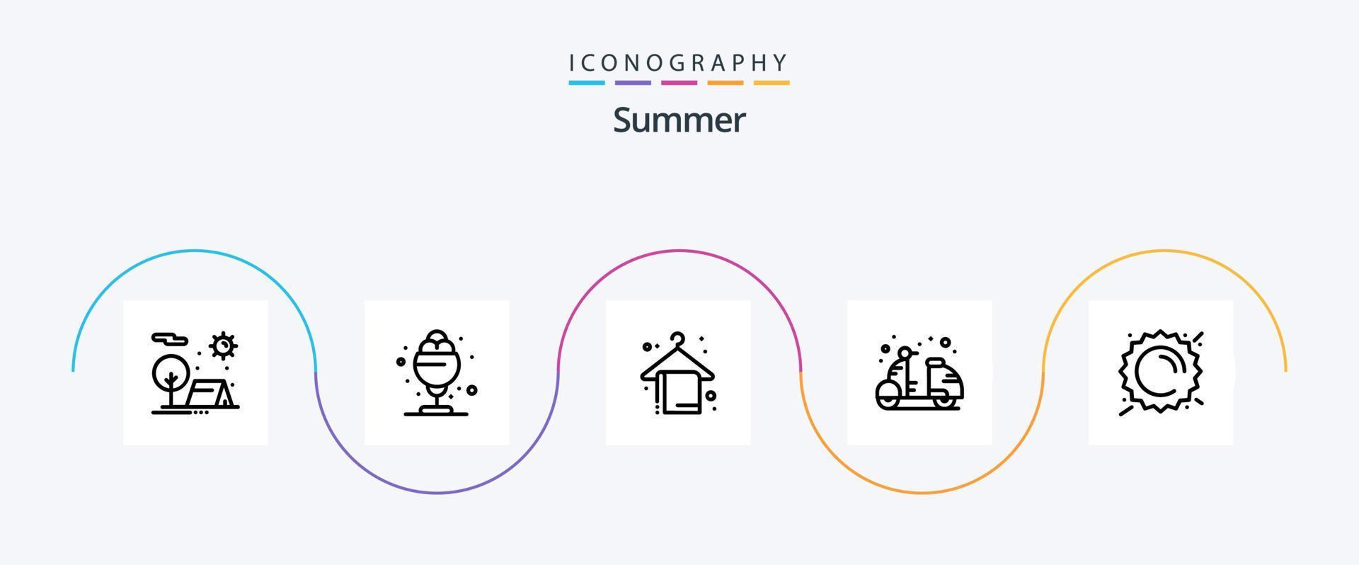 Summer Line 5 Icon Pack Including summer. cruiser. treat. bike. summer vector