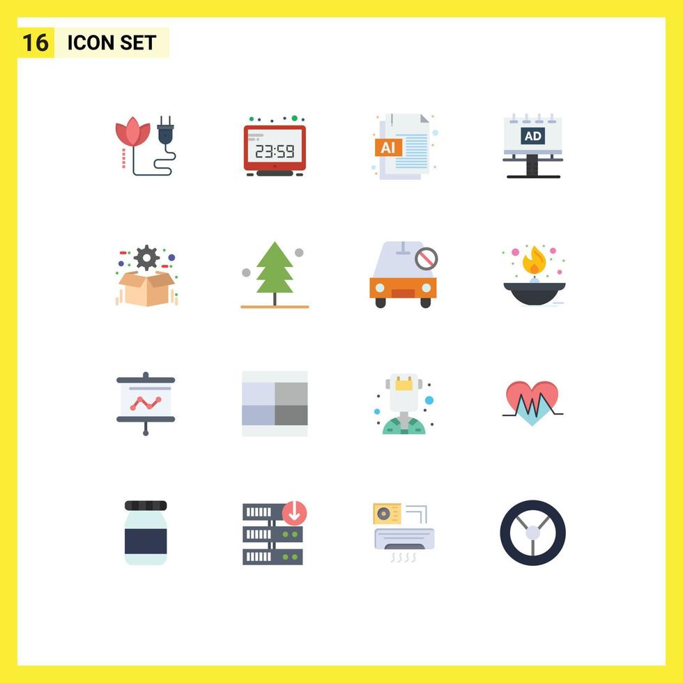 16 User Interface Flat Color Pack of modern Signs and Symbols of box billboard display banner ad Editable Pack of Creative Vector Design Elements