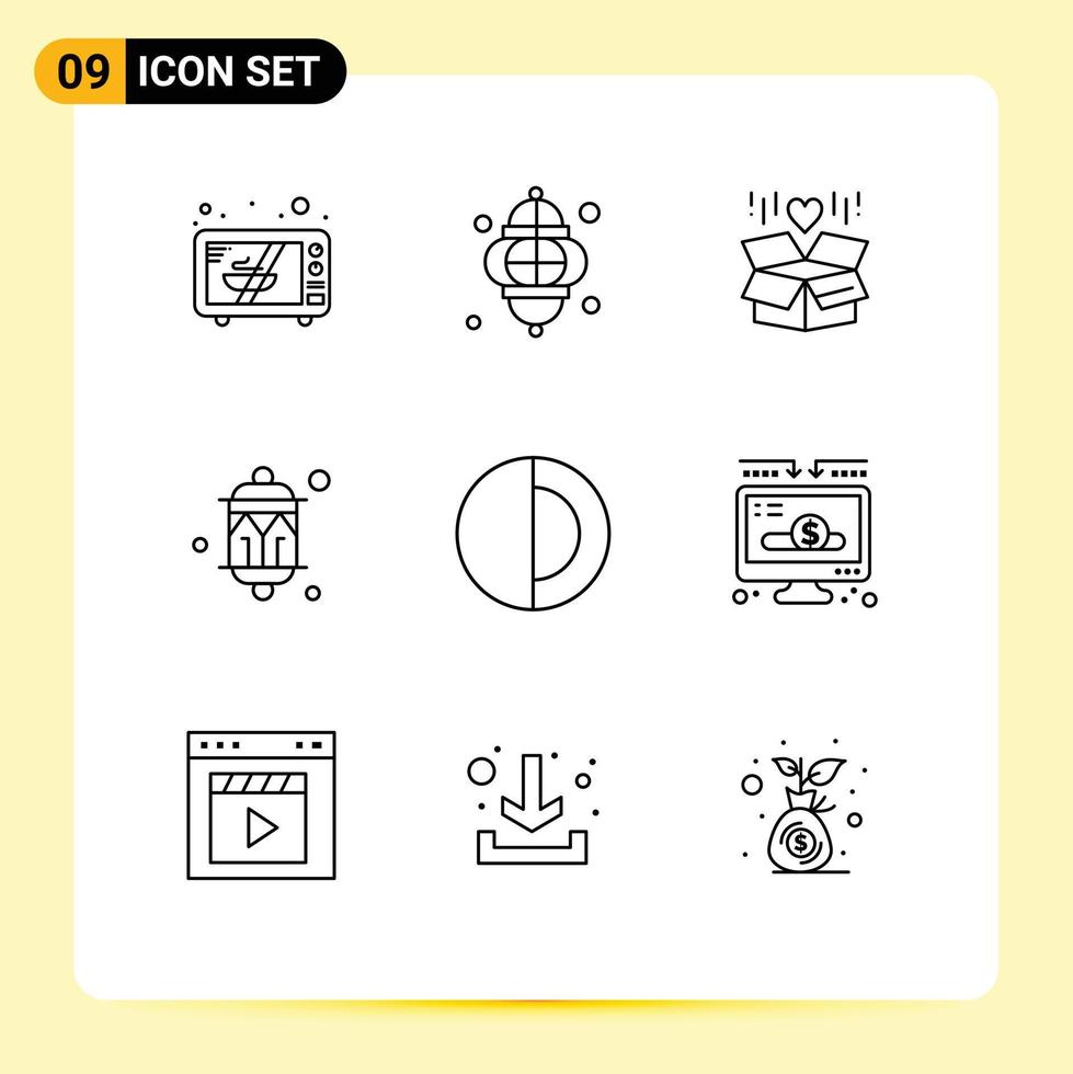 9 Creative Icons Modern Signs and Symbols of science lantern gift festival celebration Editable Vector Design Elements