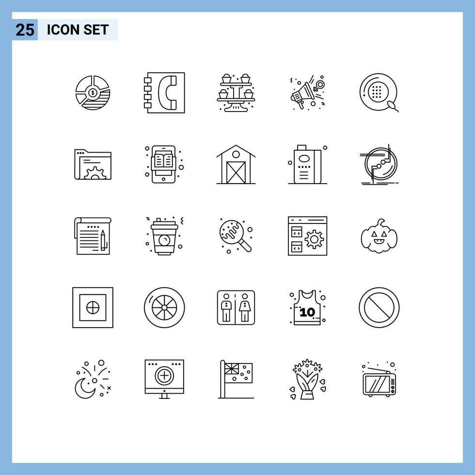 25 Universal Lines Set for Web and Mobile Applications feminism cupsakes communication cupcake baking Editable Vector Design Elements
