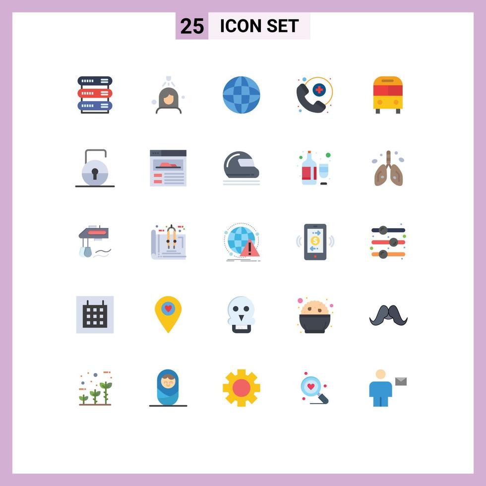 Set of 25 Vector Flat Colors on Grid for deliver auto world service doctor on call Editable Vector Design Elements
