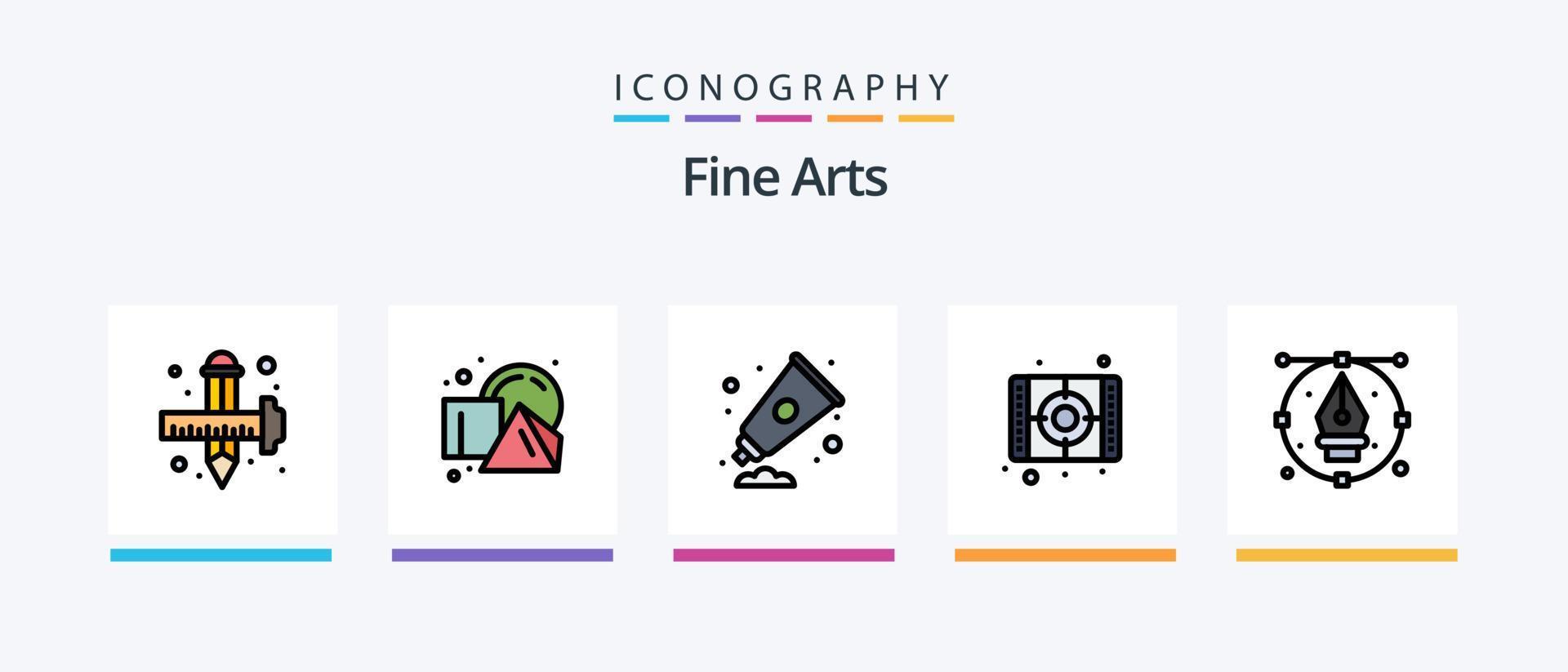 Fine Arts Line Filled 5 Icon Pack Including art. pen. real. drawing. art. Creative Icons Design vector