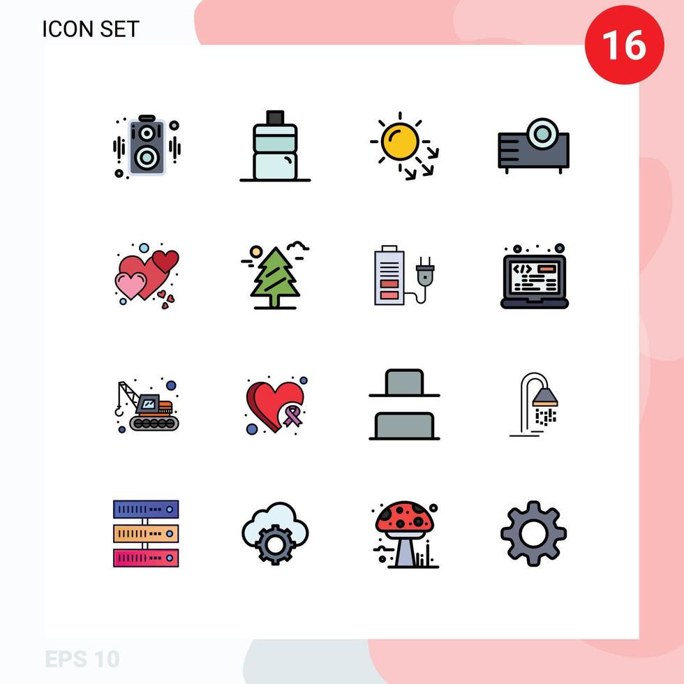 Set of 16 Modern UI Icons Symbols Signs for care love skin care heart projector Editable Creative Vector Design Elements