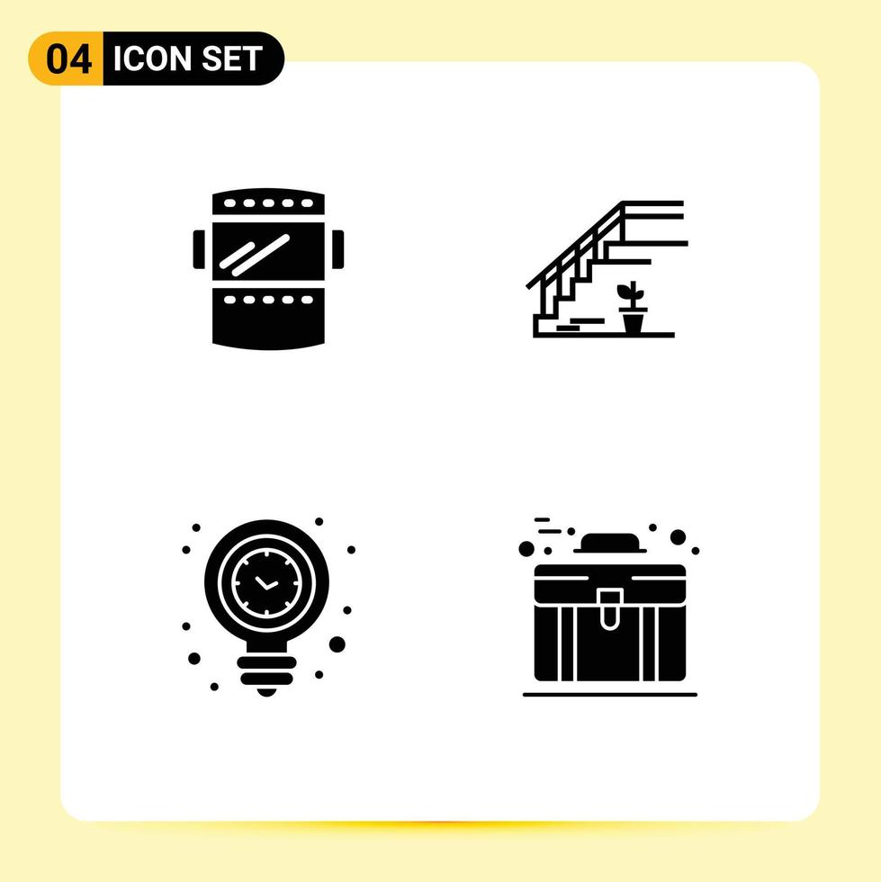 Universal Icon Symbols Group of 4 Modern Solid Glyphs of welding mask clock weld floor idea Editable Vector Design Elements