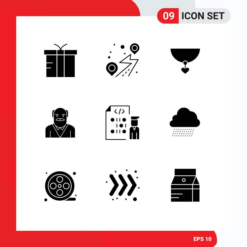 Set of 9 Modern UI Icons Symbols Signs for development coding necklace uncle father Editable Vector Design Elements