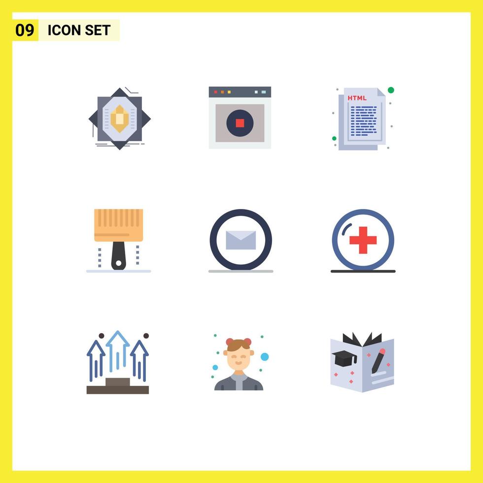 conjunto de 9 9 moderno ui íconos símbolos señales para desarrollo codificación web web html editable vector diseño elementos