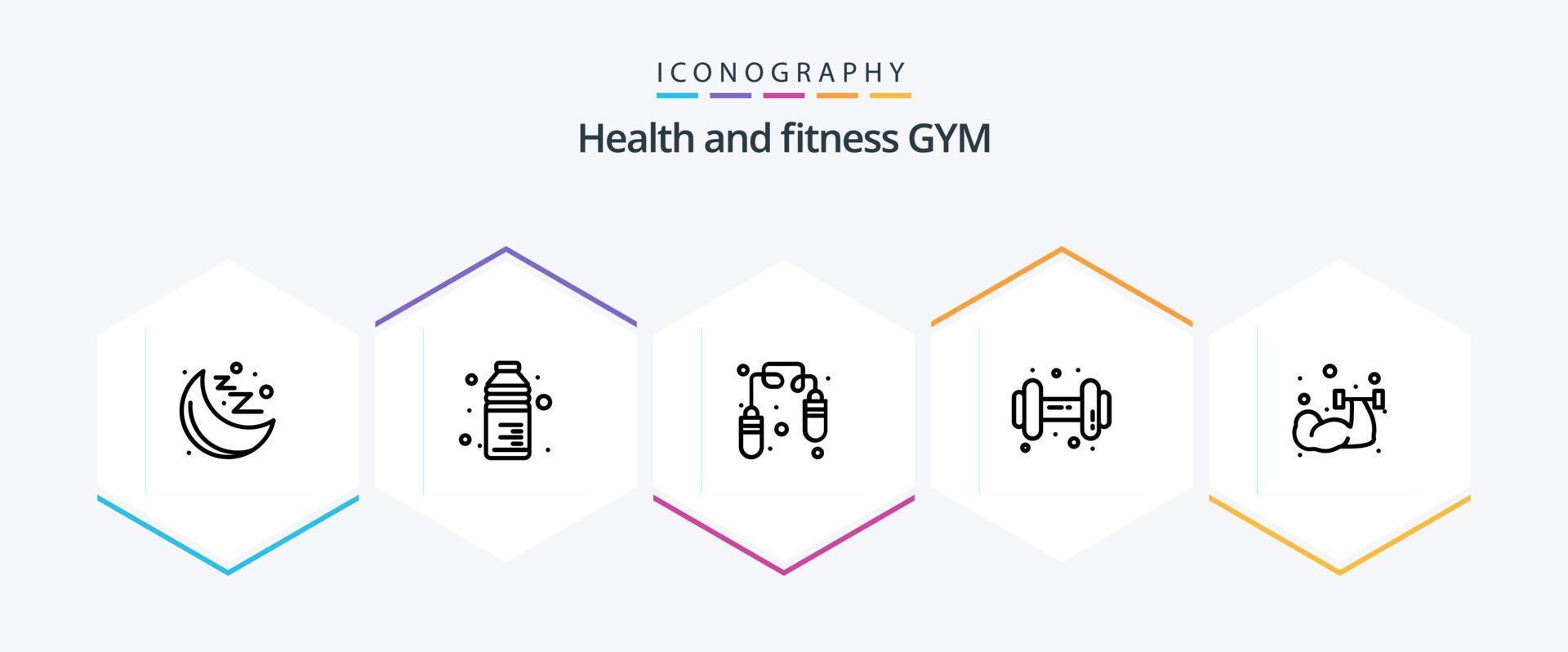 Gym 25 Line icon pack including weightlifting. exercise. exercise. dumbbell. dum vector